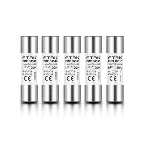 lien de fusible PV 10x38mm,1000VDC,céramique à action rapide CE/TUV pour boîtier de combinaison solaire EKFL-10D - Type 5PCS 20A