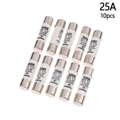 Fusible solaire en céramique,500V,10x37MM,DC PV,alliage métallique pour Protection du système d'énergie solaire,Tube à fusible en céramique,10 pièces - Type 25A 10pcs