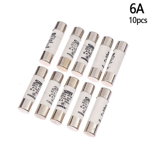 Fusible solaire en céramique,500V,10x37MM,DC PV,alliage métallique pour Protection du système d'énergie solaire,Tube à fusible en céramique,10 pièces - Type 6A 10pcs
