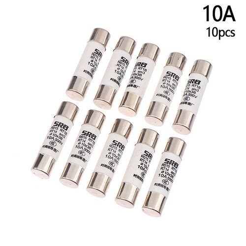 Fusible solaire en céramique,500V,10x37MM,DC PV,alliage métallique pour Protection du système d'énergie solaire,Tube à fusible en céramique,10 pièces - Type 10A 10pcs