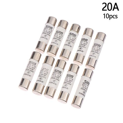 Fusible solaire en céramique,500V,10x37MM,DC PV,alliage métallique pour Protection du système d'énergie solaire,Tube à fusible en céramique,10 pièces - Type 20A 10pcs