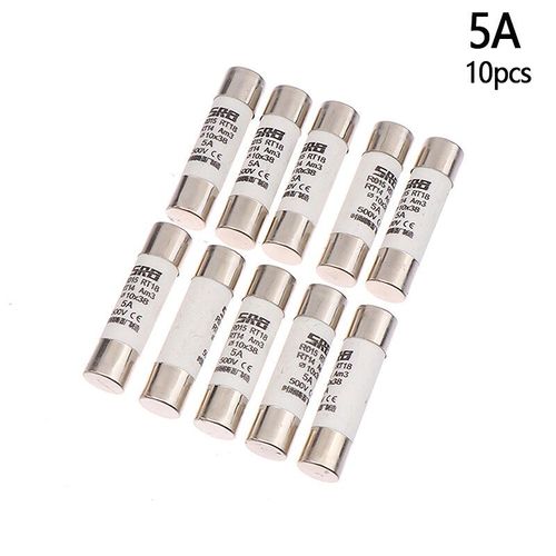 Fusible solaire en céramique,500V,10x37MM,DC PV,alliage métallique pour Protection du système d'énergie solaire,Tube à fusible en céramique,10 pièces - Type 5A 10pcs