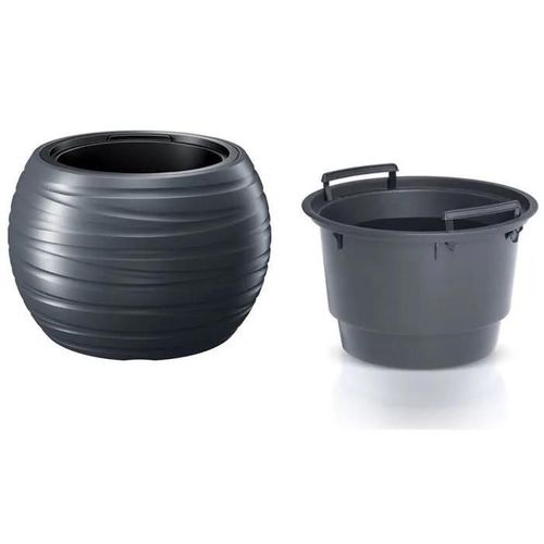 Pot De Fleurs 25l Avec Insert Maze 2en1 Rond Anthracite