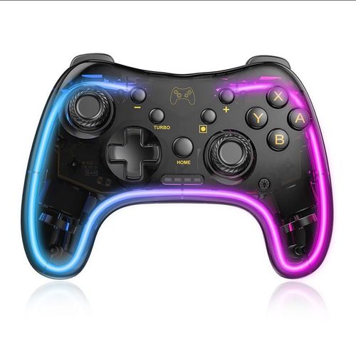 Contrôleur De Commutation Compatible Avec Nintendo Switch/Lite/Oled Et Pc/Ios/Android, Contrôleur Lightning Rgb Clair Switch Pro Prend En Charge L'application Avec Turbo, Fonctions De Réveil