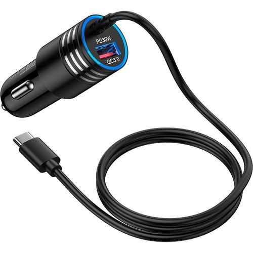 Eryi-Chargeur Allume Cigare Usb C Charge Rapide, 2 Ports 48w Chargeur Voiture Avec 1m Câble, Prise Allume Cigare 12v Pour Samsung[963]