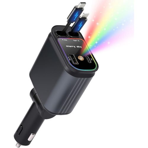 Eryi-4-En-1 Allume-Cigare Usb C 66w, Chargeur Allume Cigare,12v/24v Chargeur Retractable Voiture Avec Charge Rapide Pour Iphone 1[1185]