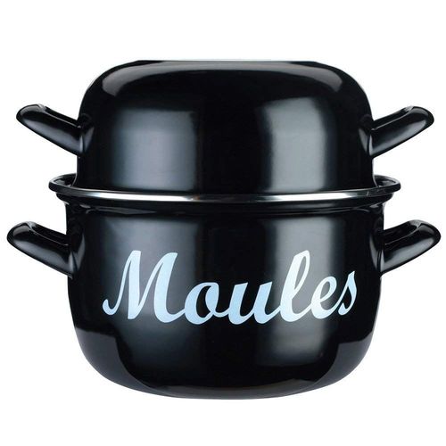 Kitchen Craft Kcmplrg Mediterranean Marmite À Moules Acier Émaillé, Noir, 24 Cm