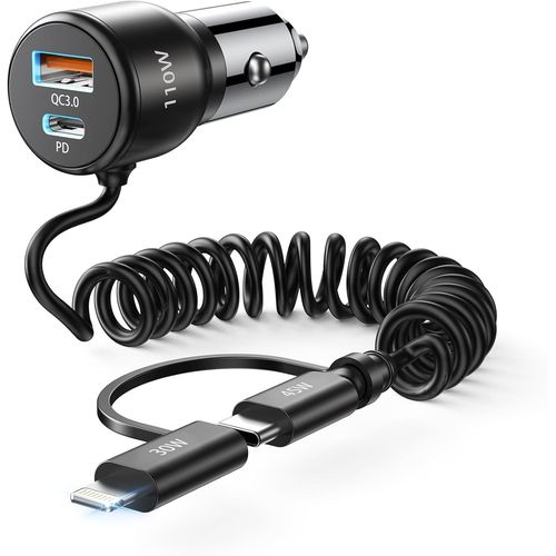 Eryi-Chargeur De Voiture Charge Rapide 110 W Total Usb C 65 W & Usb A 45 W Avec 5ft Spirale C Et L Câble Chargeur Allume-Cigare V[1214]
