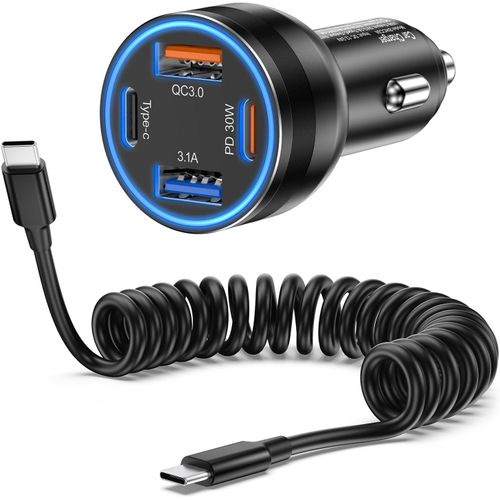 Eryi-Allume Cigare Usb C, 4 Ports 65w Pd3.0 Et Qc3.0 Allume Usb Rapide Adaptateur Dc12v-24v Prise Usb Chargeur Voiture Avec 1.5 M[1434]