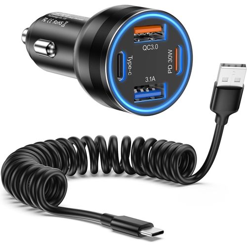 Eryi-Allume Cigare Usb C, 4 Ports 65w Pd3.0 Et Qc3.0 Allume Usb Rapide Adaptateur Dc12v-24v Prise Usb Chargeur Voiture Avec 1.5 M[1435]