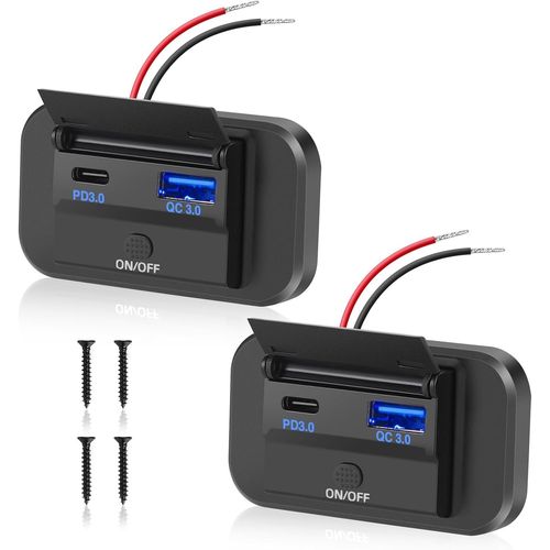 Eryi-12v Prise De Chargeur Usb Voiture 55w Pd Type C Et 36w Qc3.0 Avec Interrupteur Étanche Pour 12v/24v Voitures Bateaux[1945]