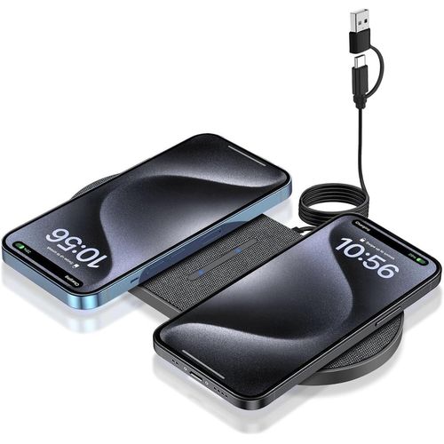 Eryi-Chargeur À Induction Double 20w Chargeur Sans Fil 2 En 1 Charge Rapide Pour Iphone 16/15/14/13/12 Pro Max/11/Xs/Xr/8 Plus,Ai[1944]