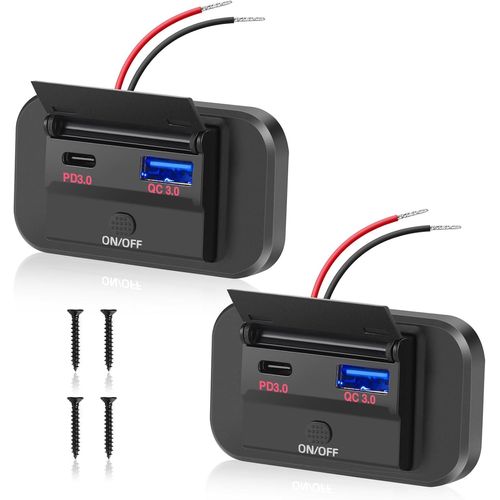 Eryi-12v Prise De Chargeur Usb Voiture 55w Pd Type C Et 36w Qc3.0 Avec Interrupteur Étanche Pour 12v/24v Voitures Bateaux[1946]