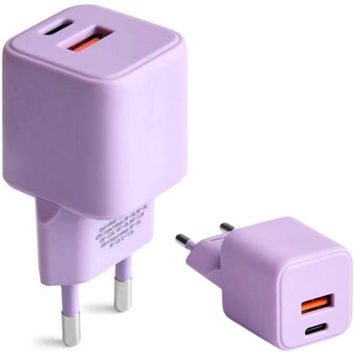 ERYI-COLORUM Chargeur USB C USB A 30W Lavande - Fonction Charge Rapide et Technologie Power Delivery - Adaptateur USB avec Boîtie[859]