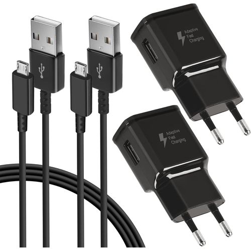 Eryi-Lot De 2 Chargeurs Rapides Usb Avec Câble De Charge Micro Usb De 1,5 M Pour Samsung Galaxy S7/S6/S2 S3/S4/S5 Edge/J3/J7/Note[439]