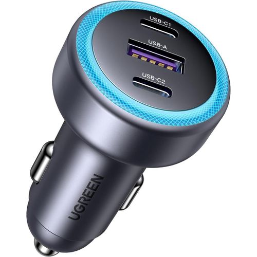 Eryi-Allume Cigare Usb C 3 Ports 30w Pd Qc 3.0 Chargeur Voiture Rapide Lumière Led Compatible Avec Iphone 16 Plus Pro Max 15 14 1[1078]