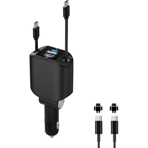 Eryi-Chargeur De Voiture Rétractable Usb C, Charge Allume Cigare Usb C 4 En 1, 12v/24v Compatible Avec Galaxy S25/S24/S23/Ultra I[1091]