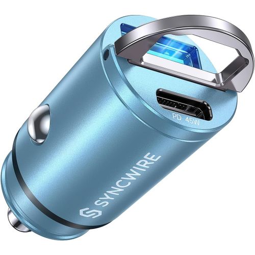 Eryi-Chargeur Voiture Usb C - [Pd 45w & Qc 45w] Tout Métal Mini Prise Allume Cigare Usbc Rapide Pour Iphone 15 14 13 12 11 Pro Ma[891]