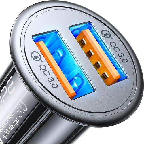 Eryi-Allume Cigare Usb, [Dual Qc3.0 Port] 36w/6a Chargeur Allume Cigare Usb Rapide Mini Chargeur Voiture Quick Charge Compatible [1112]