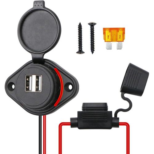 Eryi-Prise Usb 12v/24v, Chargeur De Voiture Double Port 4.8a Avec Led Indicateur Et Fusible Sécurisé Pour Camping Car, Bateau[3574]