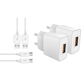 Eryi-2x Chargeur Rapide Usb-C 3.0 - Prise Secteur Port 18 Watt & Câble 1m Pour Samsung Galaxy S24 S23 | Huawei P50 - Blanc[2507]