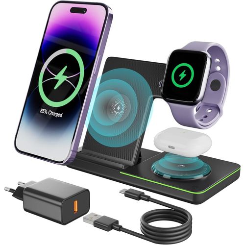 Eryi-Pliable Chargeur Induction Stand, Chargeur Sans Fil 3 En 1 Magnétique, Smartphones Avec Prise En Charge De Recharge Sans Fi[3156]