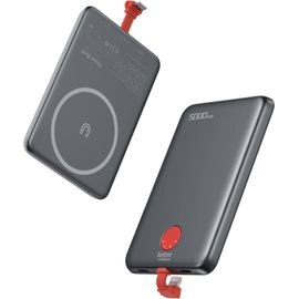 Eryi-Magnétique Batterie Externe Ultra Mince, 5000mah Universel Power Bank Ultra Slim Avec Câbles Intégrés, Usb C 20w Charge Rapi[3370]