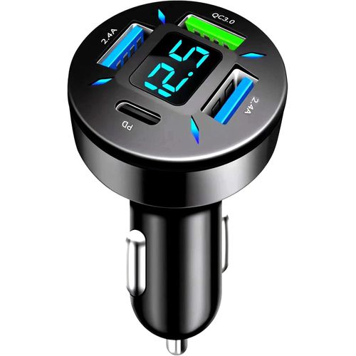 Eryi-4 Ports Chargeur Voiture Allume Cigare Usb, 62w Chargeur Voiture Qc3.0 Pd Avec Indicateur De Tension Led, Allume Cigare Usb [3591]