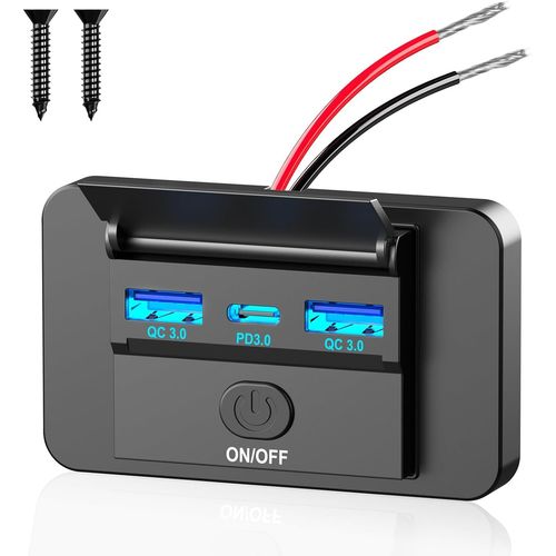 Eryi-Prise De Chargeur De Voiture 12v: 72w¿Pd & Dual Quick Charge 3.0¿Adaptateur Prise Usb Encastrable De Panneau Avec Interrupt[3162]