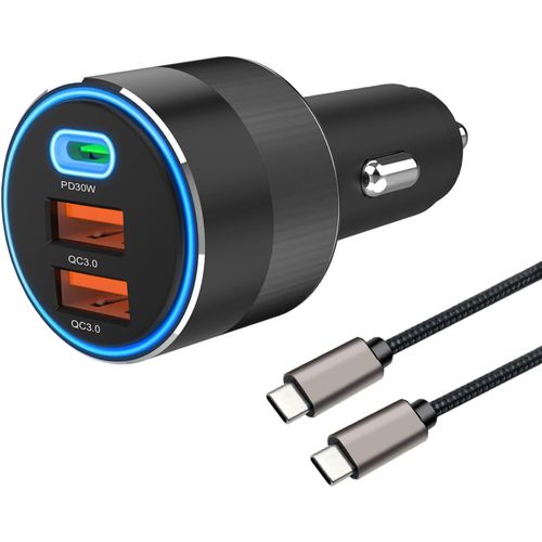 Eryi-66w Chargeur Usb C Allume Cigare Rapide De Voiture Pd30w + Dual Qc 3.0 18w,Adaptateur Prise Allume-Cigare Avec 1m Câble De U[3168]