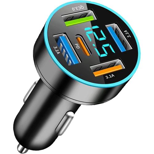 Eryi-5 Ports Chargeur Allume Cigare Usb C Rapide, 66w Chargeur Voiture Pd30w+Qc3.0+3.1a, Prise Allume Cigare 12v Avec Voltmètre L[3607]