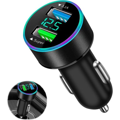 Eryi-Chargeur De Voiture Rapide Usb, Total 66w [Super & 3.1a] Chargeur De Voiture Avec Voltmètre Numérique Led, Adaptateur Charge[2753]