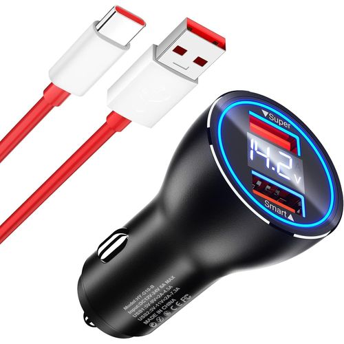 Eryi-80w Supervooc Chargeur Allume Cigare Usb Pour Oneplus 10 Pro Nord 2t, Chargeur Voiture Rapide Avec Câble Usb C Supervooc Cha[2991]