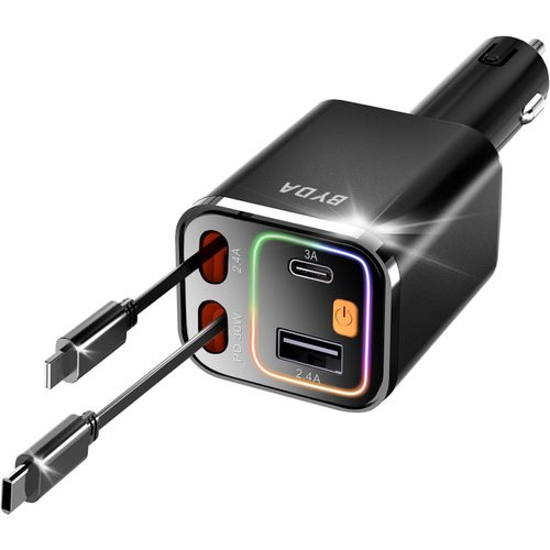 Eryi-[Version 2025] Chargeur De Voiture Rétractable 4 En 1 69 W Adaptateur De Cordon Usb C Rapide, Compatible Avec Iphone, Samsu[2548]