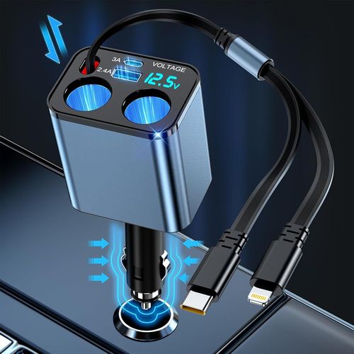 Eryi-Chargeur De Voiture 80w Usb C Chargeur Allume Cigare, 2 Prises Adaptateur Allume Cigare Usb Rapide Chargeur Telephone Voitur[3644]