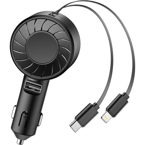 Eryi-Chargeur De Voiture Rétractable - Mini Chargeur De Voiture 3 En 1 Avec Câble Enroulable (80 Cm) Et Port Usb, Adaptateur Allu[3427]