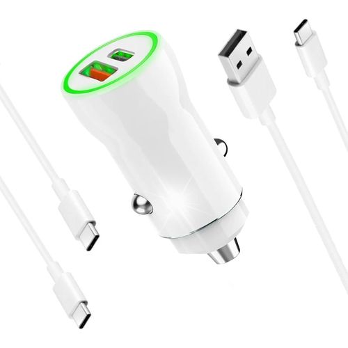 Eryi-Mini Chargeur De Voiture Usb C, Lot De 2 Câbles Usb C + Chargeur Adaptateur Allume-Cigare 2 Ports Usb Type C Et Usb, Double [4340]