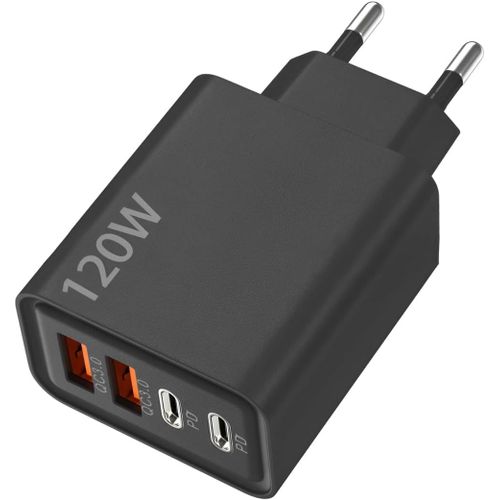 Eryi-Chargeur Multiport Usb,120w Prise Usb C,4 Ports Chargeur Rapide,Pd+Qc3.0 Chargeur Secteur,Tête De Charge Rapide Pour Iphone [3654]