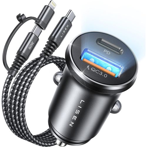 Eryi-Chargeur Allume-Cigare Usb C 54 W Pd & Qc3.0 Chargeur De Voiture Usb Adaptateur Allume-Cigare 12 V Adaptateur Usb C Vers C/L[2578]