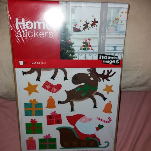 Stickers, sans colle, pour vitres ou miroirs Motifs Père Noël et cadeaux
