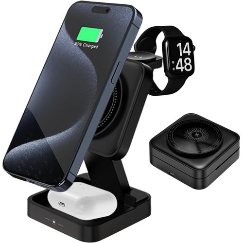 Eryi-Chargeur Induction Stand 3 En 1 Pliable Chargeur Sans Fil Pour Appareils Multiples, Chargeur De Voyage Pour Iphone 15/14/13/[3656]