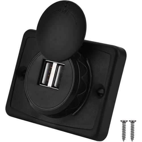 Eryi-Prise De Port Usb, Chargeur De Voiture 3.1a Double Noir Abs Port Usb Chargeur Prise De Courant 12v Led Prise Usb Étanche Pri[4377]