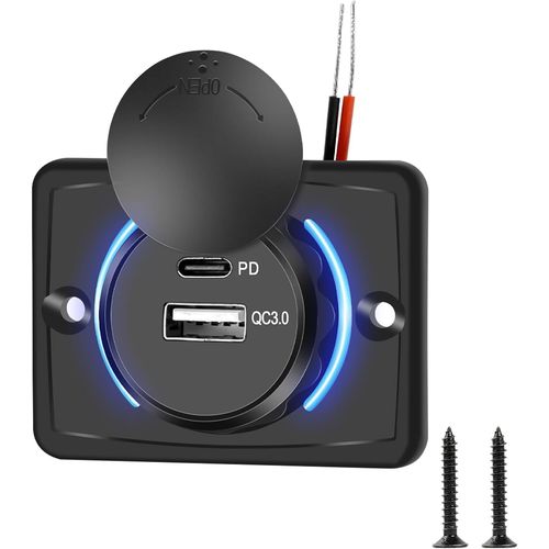 Eryi-Prise Usb 12v, 4.8a Prise De Chargeur De Voiture Double Usb, Qc&pd 3.0 Usb C Charge Rapide Prise Usb Voiture Étanche Pour Ma[2799]
