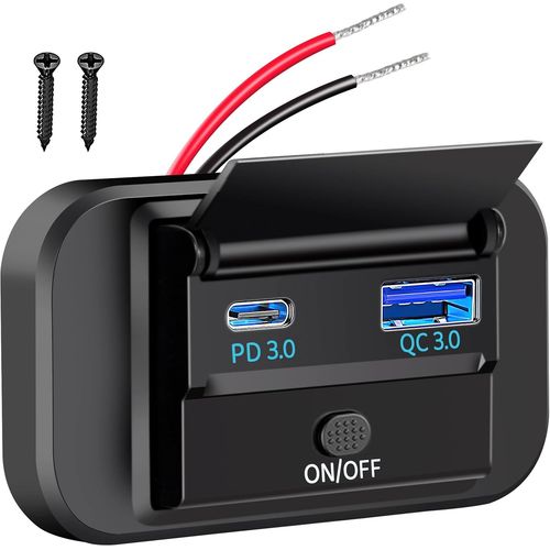 Eryi-Prise De Chargeur De Voiture Double Usb 12v-24v Panneau De Commande 20w Pd Et 18w Qc3.0 Pour Voiture Marine Camion Camping-C[3670]