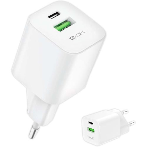 Eryi-4-Ok Chargeur Mural 30 W Pd + 18 W Qc - Gan Pps - Charge Rapide 2 Ports Usb (Type C + Usb) Pour Iphone Samsung, Xiaomi, Huaw[4152]