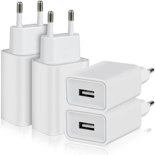 ERYI-4-Pack 5W Prise USB Chargeur, 5V/1A Adaptateur USB Bloc Chargeur Prise Secteur Compatible avec iPhone Samsung Huawei Xiaomi [2383]