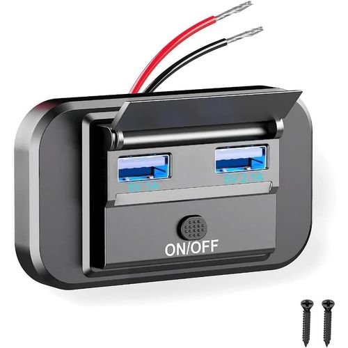 Eryi-Prise Usb 12-24v Rv Avec Interrupteur D'alimentation 36w Double Prise Charge Rapide Usb 2.1a/1a 12v 24v Chargeur De Voiture [2818]