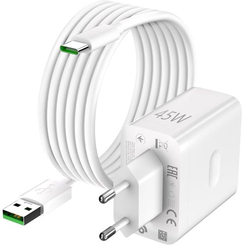 ERYI-45 W Chargeur USB et câble 1,8 m pour Oppo A60 A80, charge rapide Adaptateur chargeur SupervoOC et USB C Câble pour Oppo Ren[2607]