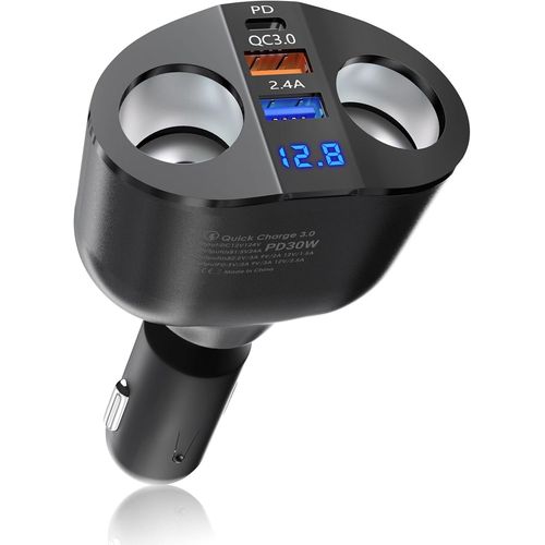 Eryi-Double Prise Allume Cigare Adaptateur Pd30w Qc3.0 Usb Chargeur De Voiture Rapide Avec Voltmè 120w Multi Prise 12v/24v Dc Plu[3246]