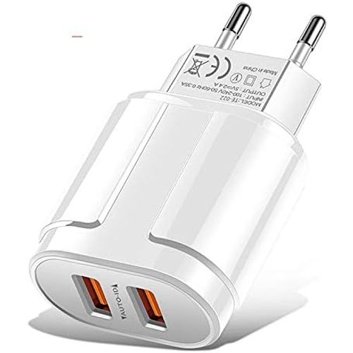 Eryi-® Chargeur Secteur Usb À Charge Rapide, 2,4 A ,5 V, Avec 2 Ports Usb, Pour Smartphone, Tablette, Ios, Android, Blanc[3684]